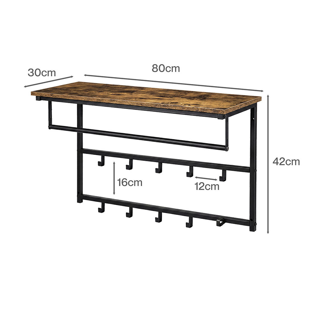 Floating Shelf Coat Rack Black 16x16cm