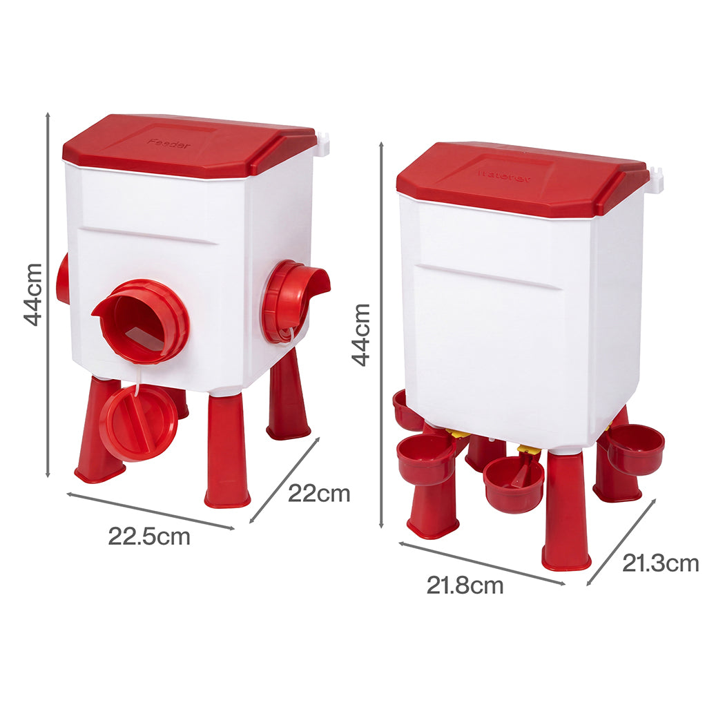 Chicken Feeder Waterer Set 12kg 11L Gravity | Simpledeals