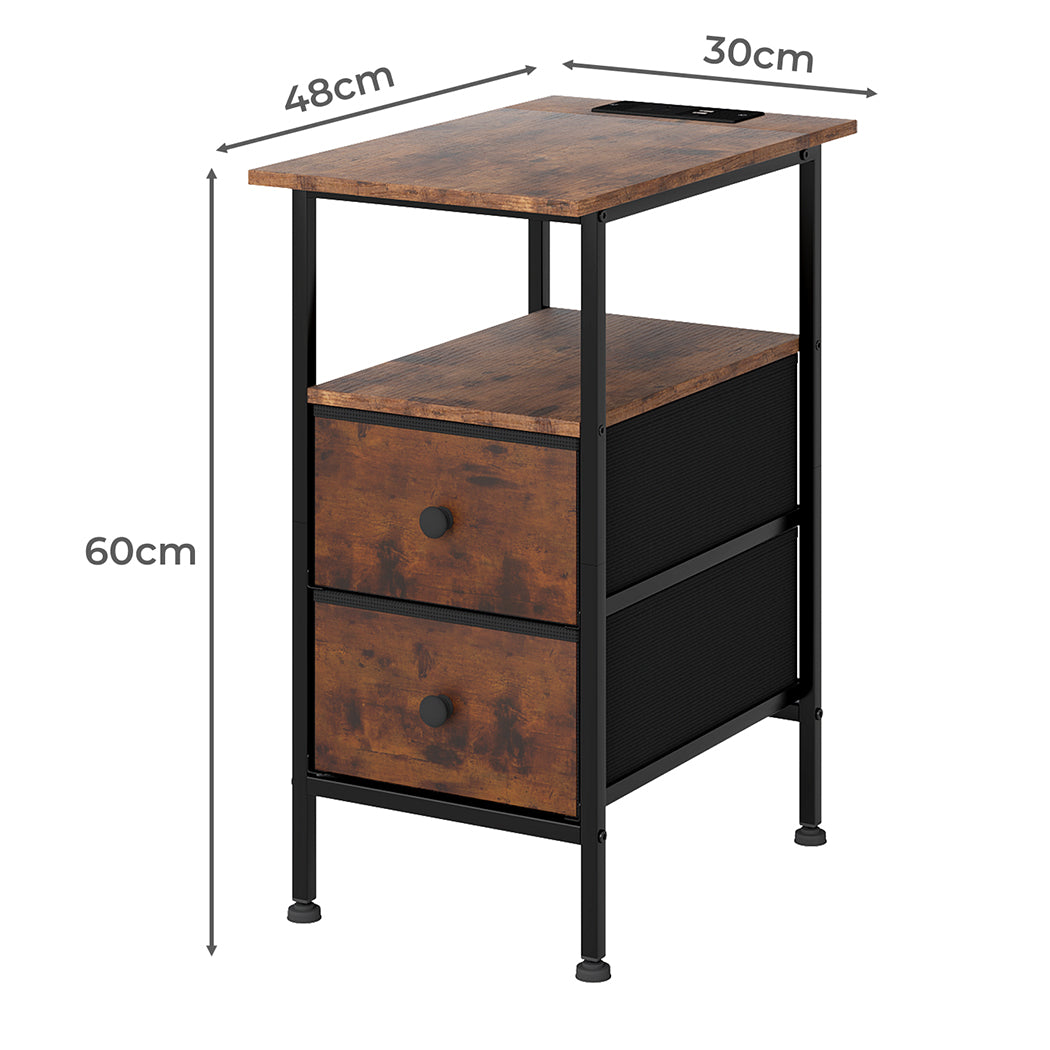 Brown Bedside Table With Drawers 48x30x60cm