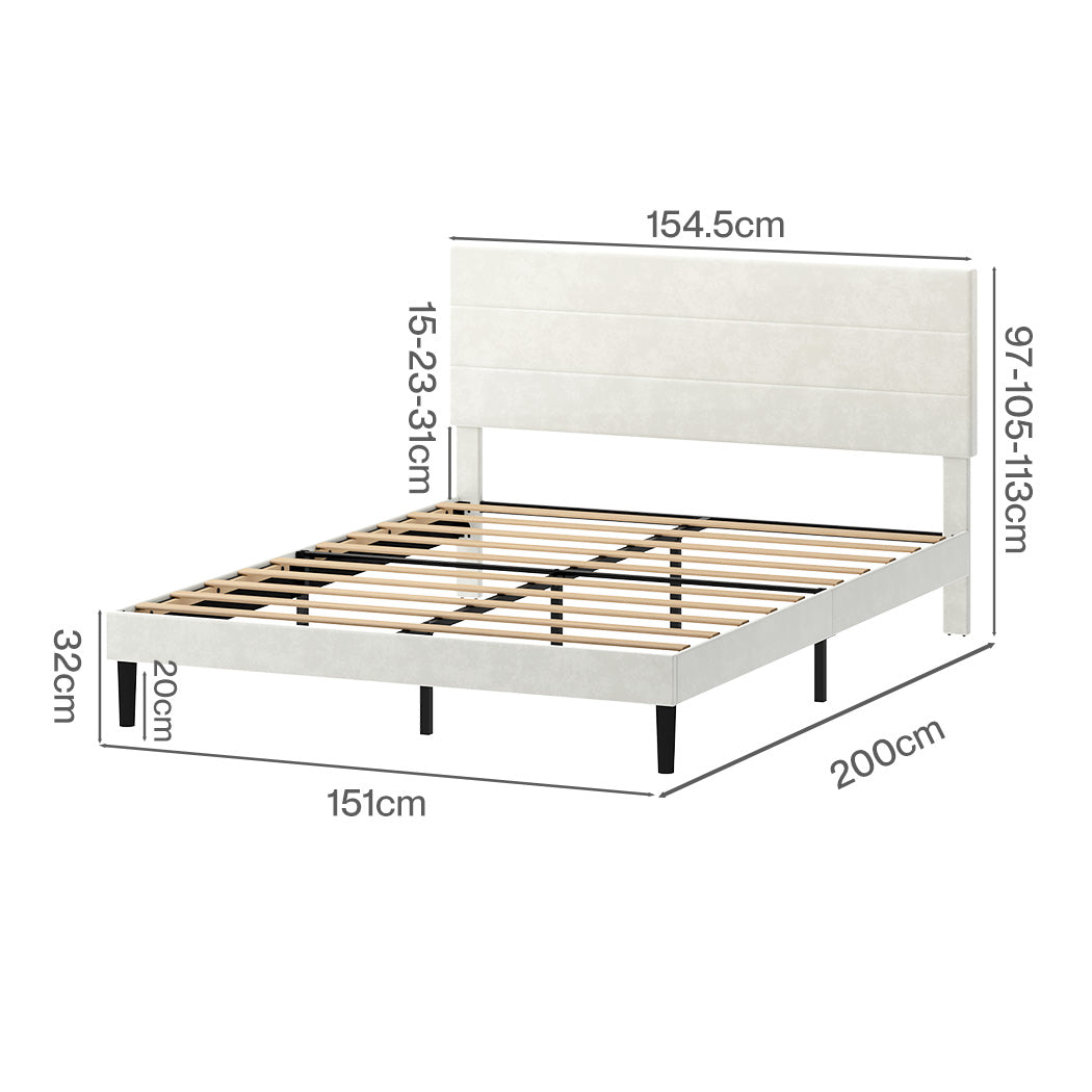Queen Bed Frame Upholstered Headboard 200x154.5x113cm