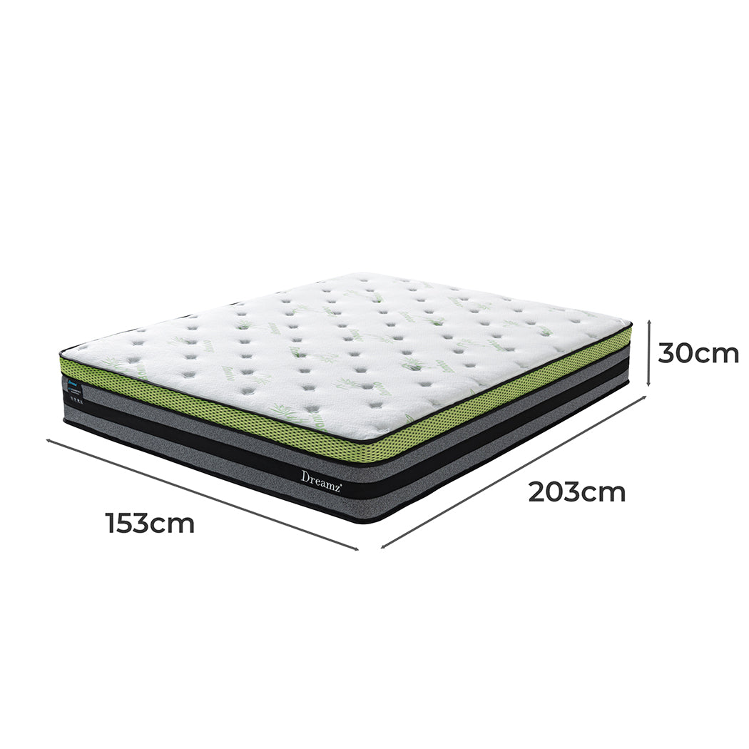 Queen 30cm Cooling Mattress Pocket Medium-firm 6.5 Wood Finish Classic
