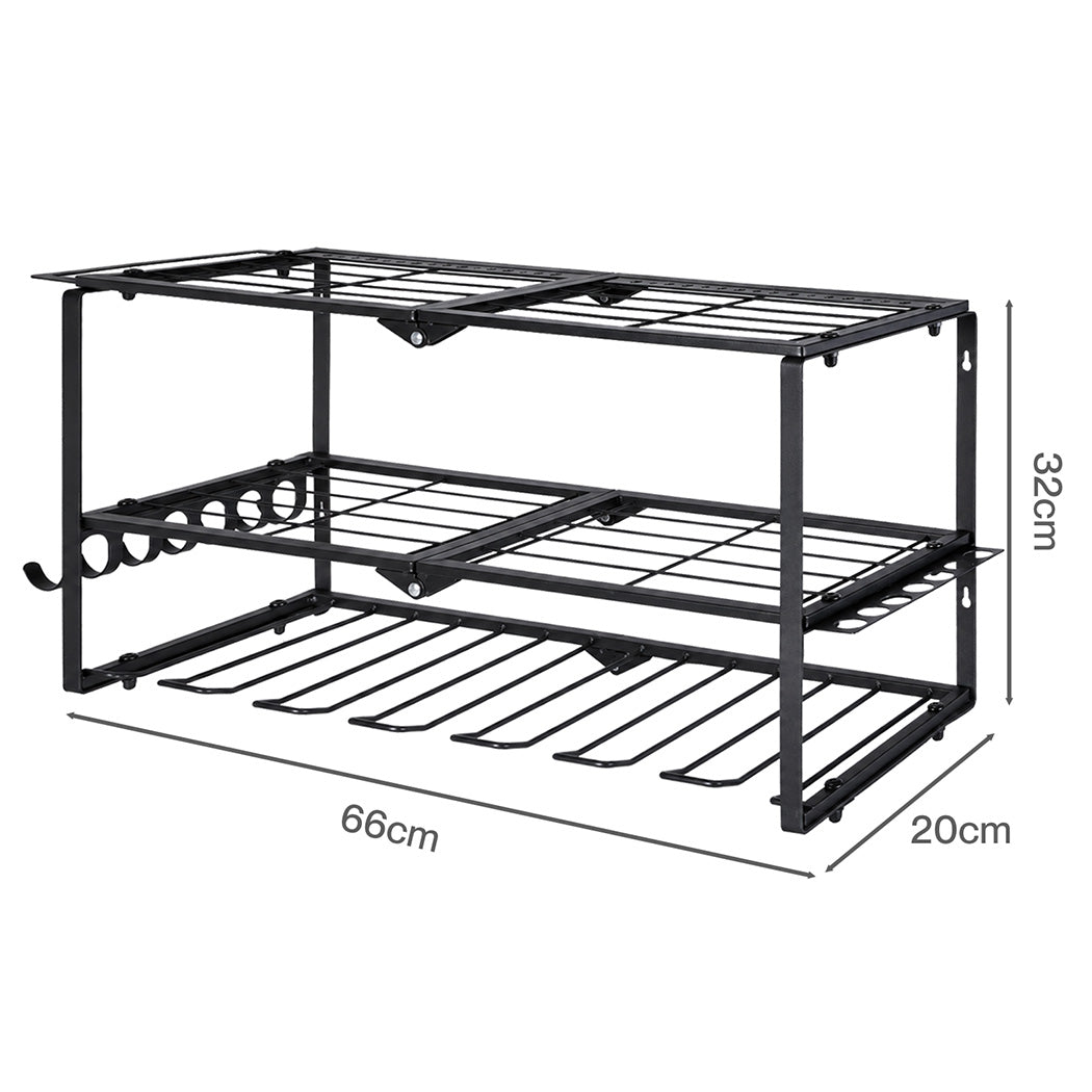 Wall Mounted Tool Rack 3 Tier 66x20x32cm