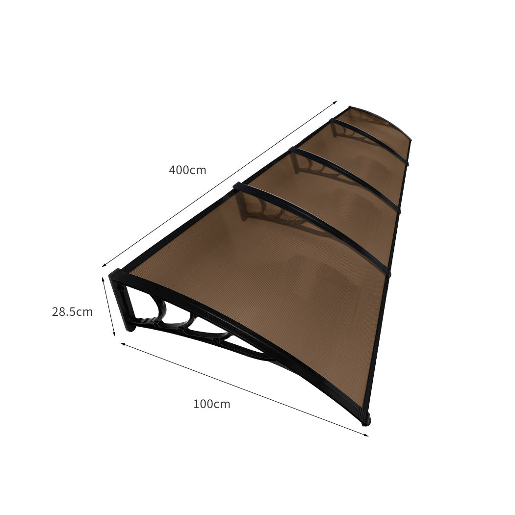 Canopy Patio Sun Shield - Window Door Awning Outdoor 1M X 4M Brown 1x4M
