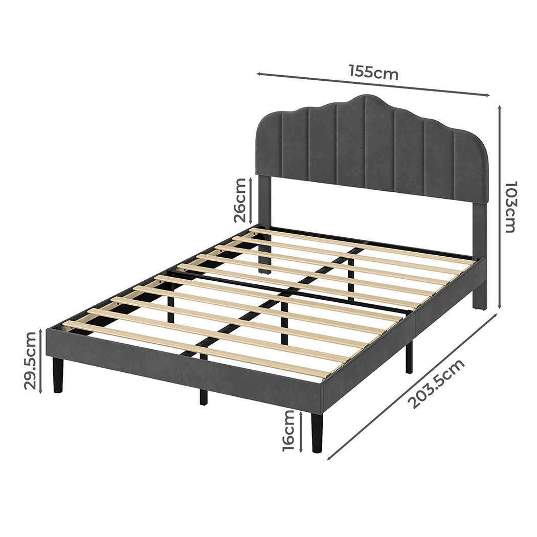 Queen Bed Frame Upholstered Grey 203.5x155x103cm