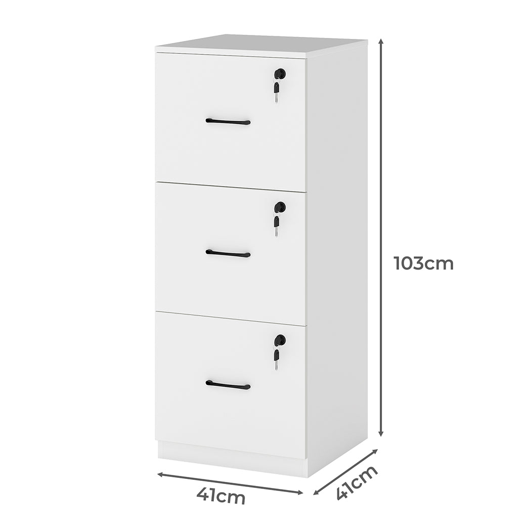 File Cabinet 3 Drawer White 41x41x103cm