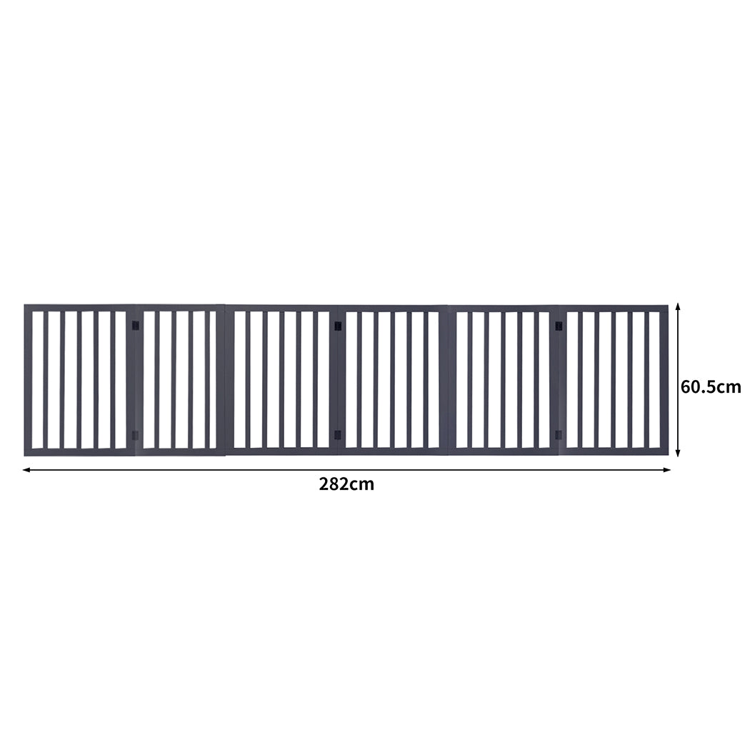 Wooden Pet Gate Dog Safety Fence Grey 100-Pack Adjustable Barrier