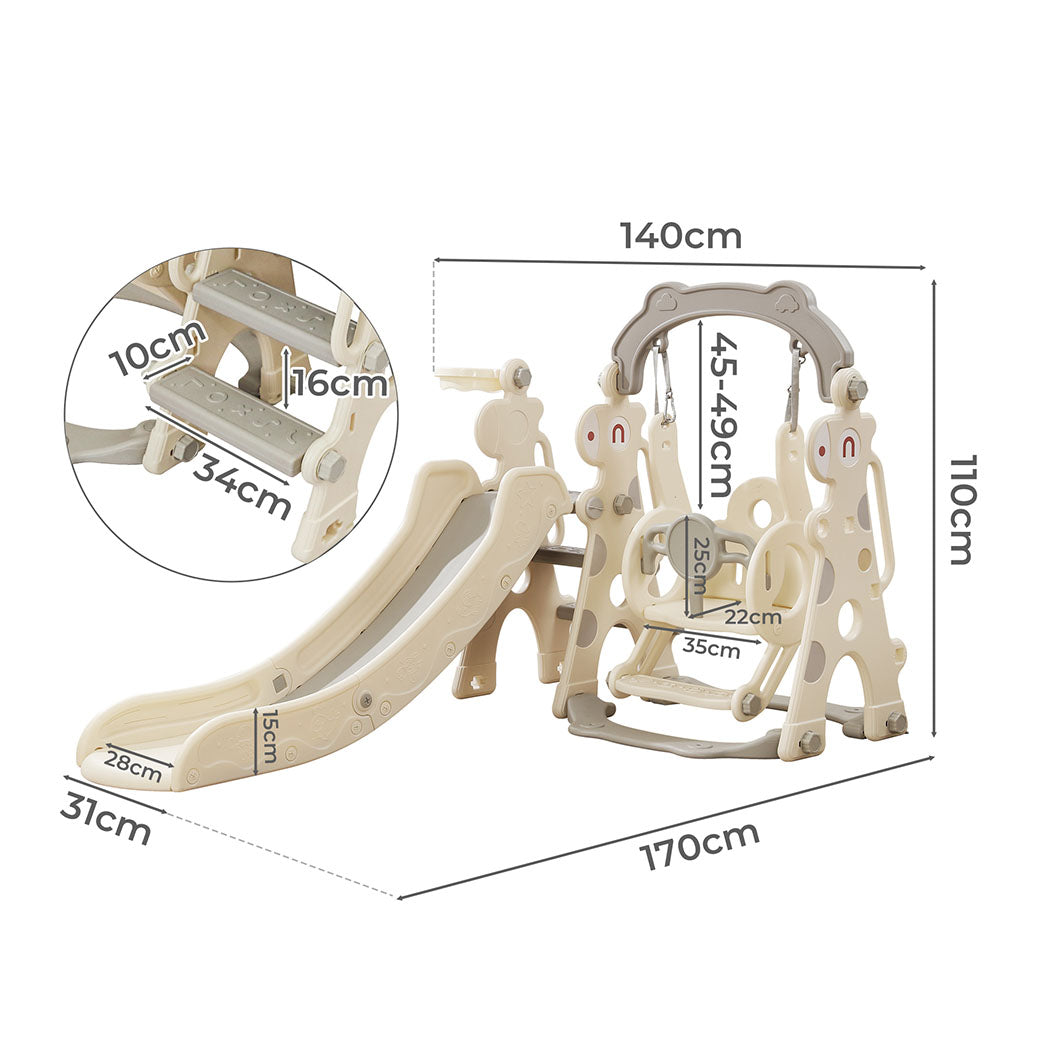 Kids Slide Swing Set Cream