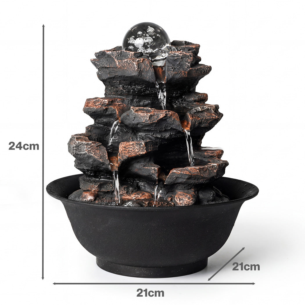 Indoor Water Fountain Tabletop Brown 21x21x24cm