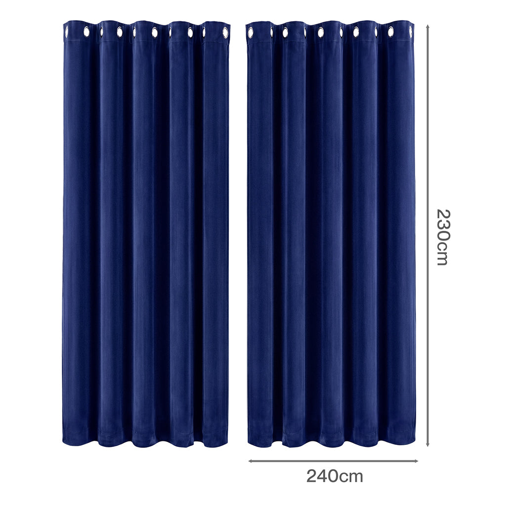 Velvet Blackout Curtains Blue 240x230cm | Simpledeals
