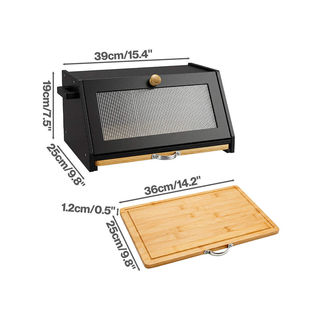 Bamboo Bread Box Cutting Board Black | Simpledeals