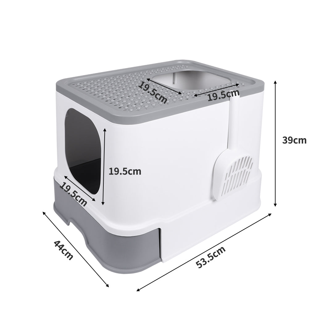 Cat Litter Box Fully Enclosed Kitty Grey