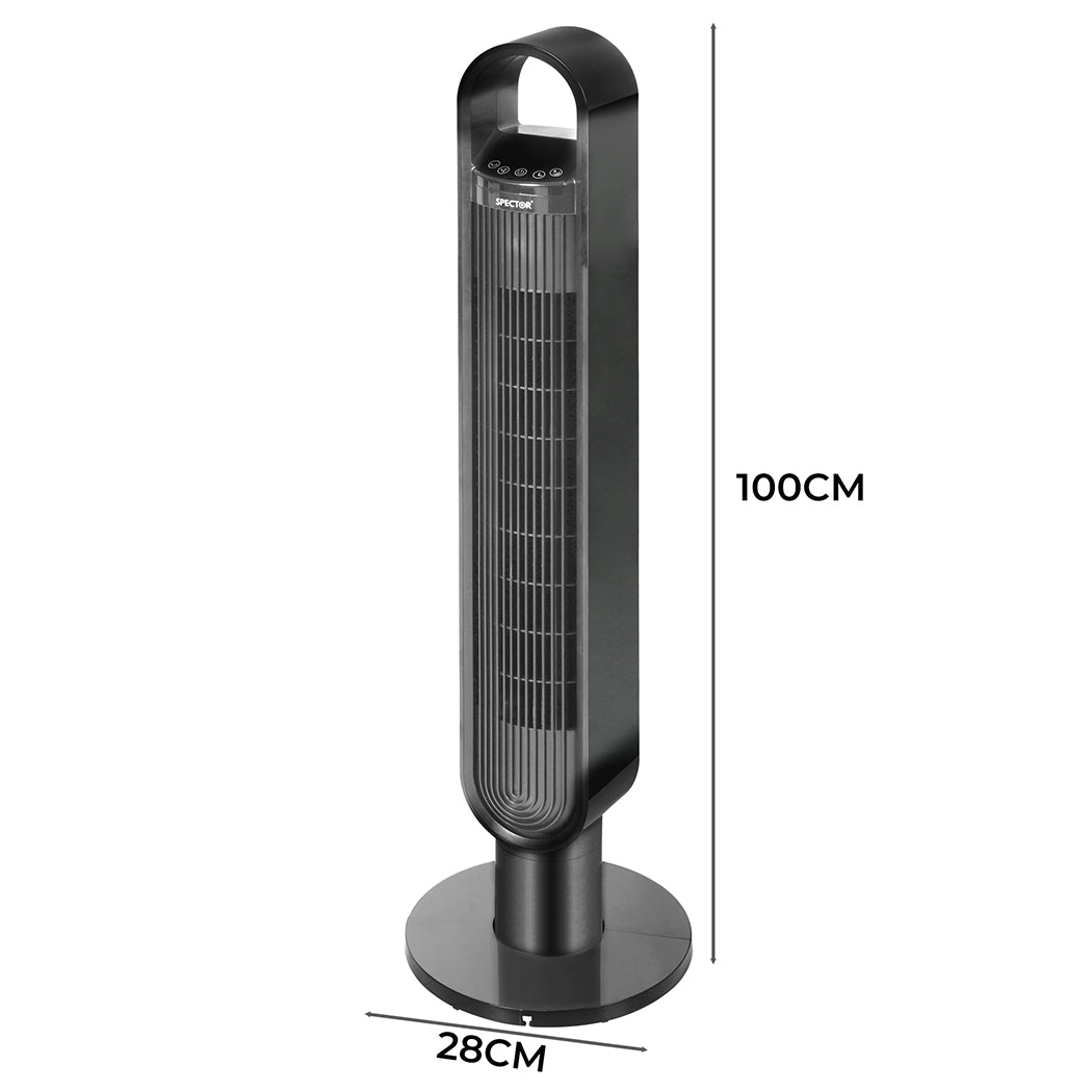 Oscillating Remote Control Led - Portable Bladeless Tower Fan Black