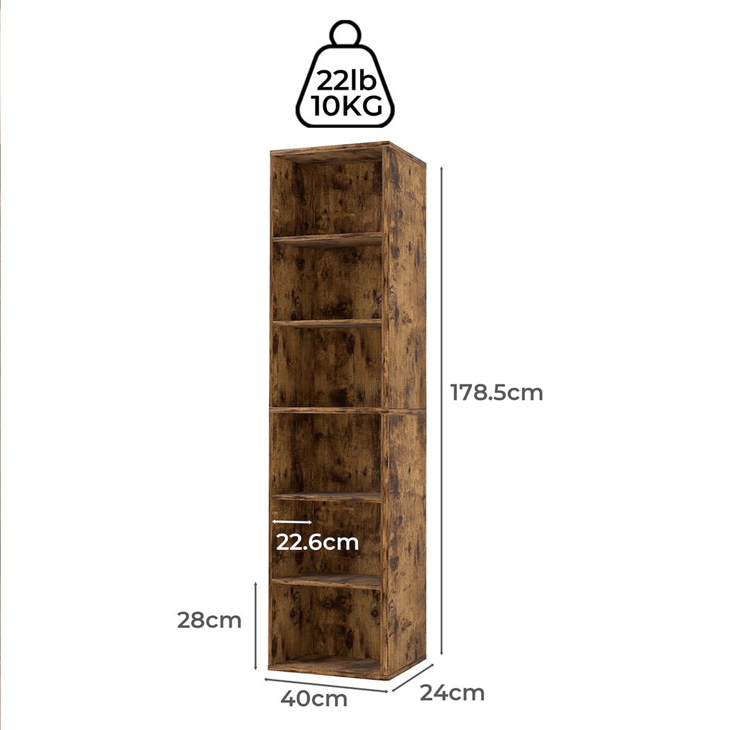 Adjustable Wood Cabinet - Walnut 40x24x178.5cm