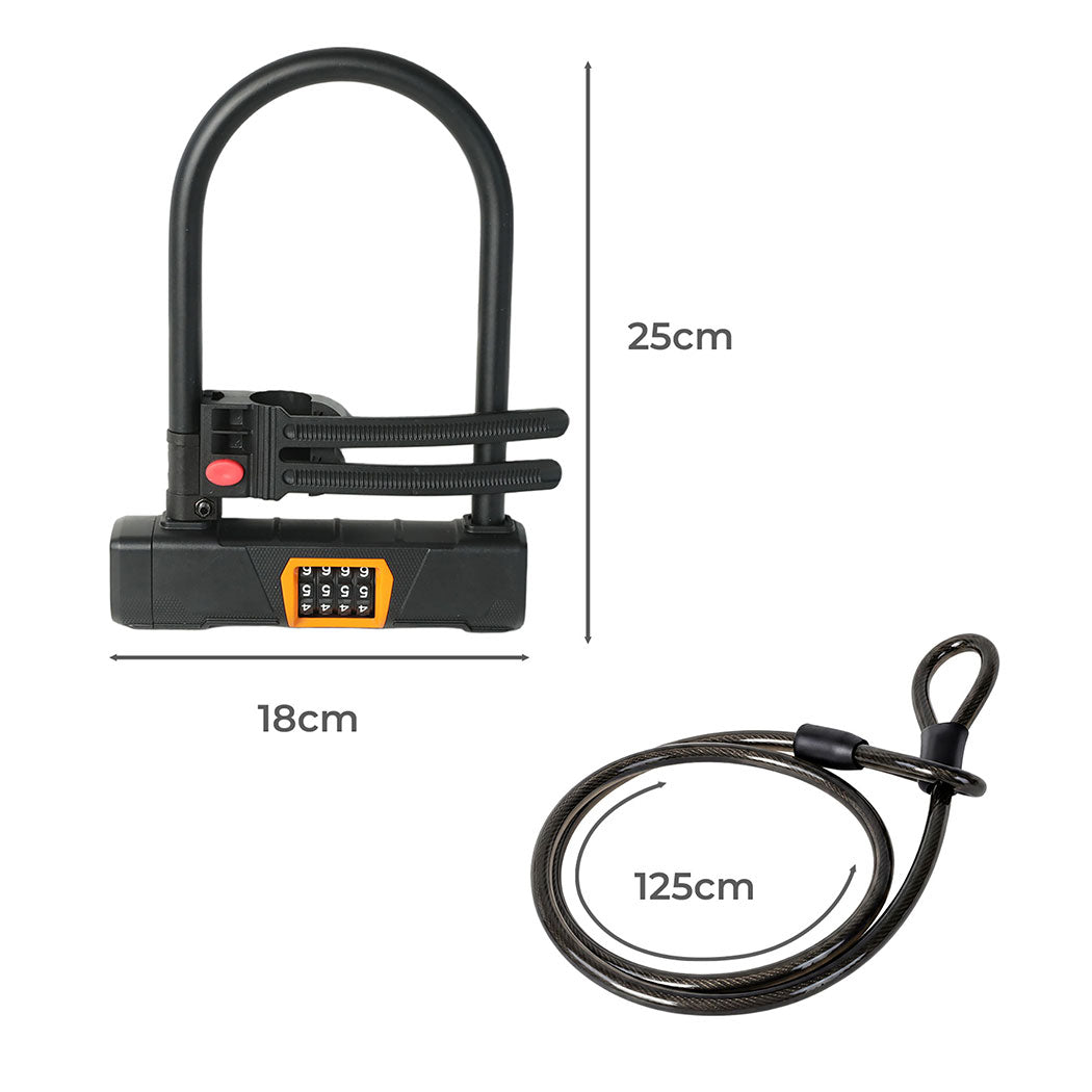 4-Digit Bike D Lock Security Cable Anti-Theft | Simpledeals