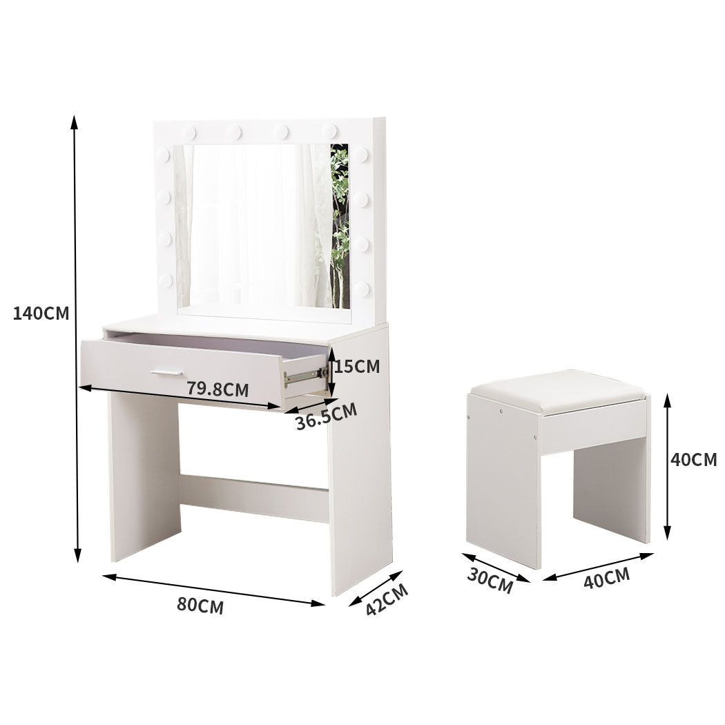 Dressing Table Set with Mirror Stylish Makeup Vanity Organizer