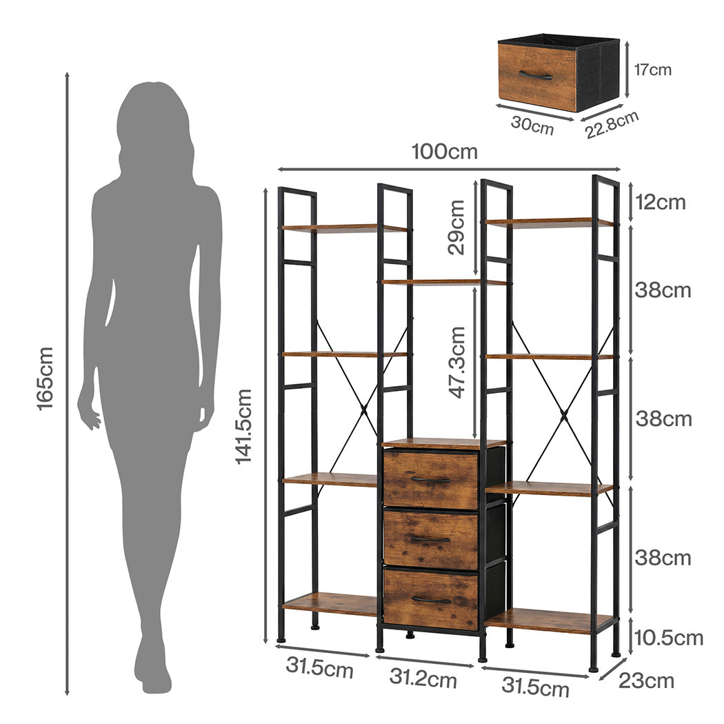Black Bookshelf Storage Unit 100x23x141.5cm