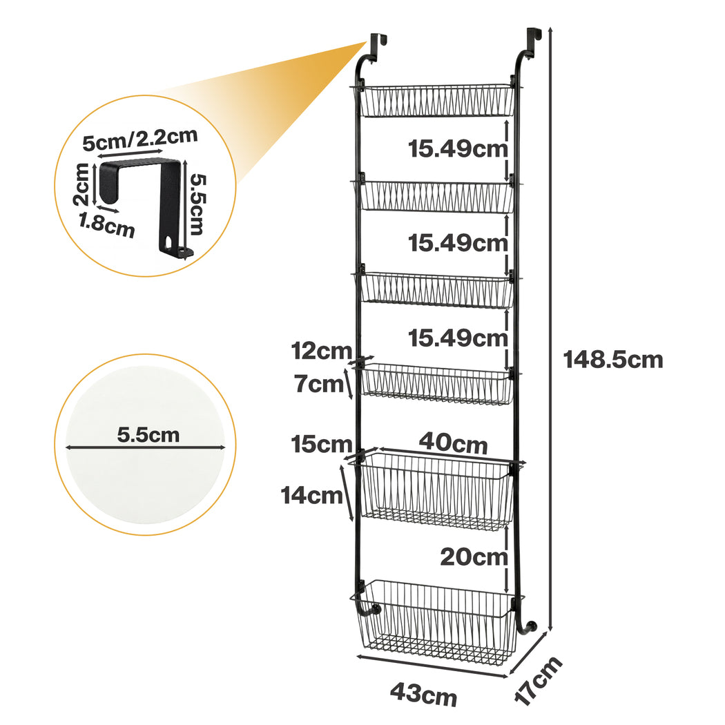 Over Door Pantry Organiser 6 Tier Metal Rack | Simpledeals