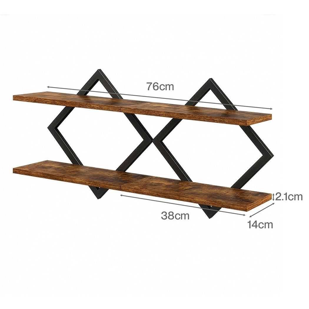 Floating Wall Shelf 2 Tier Industrial Bookshelf | Simpledeal