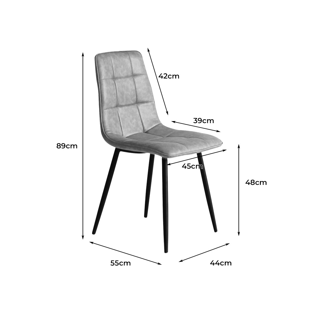 4x Dining Chairs Lounge Room Padded Seat PU Leather Grey/Blue