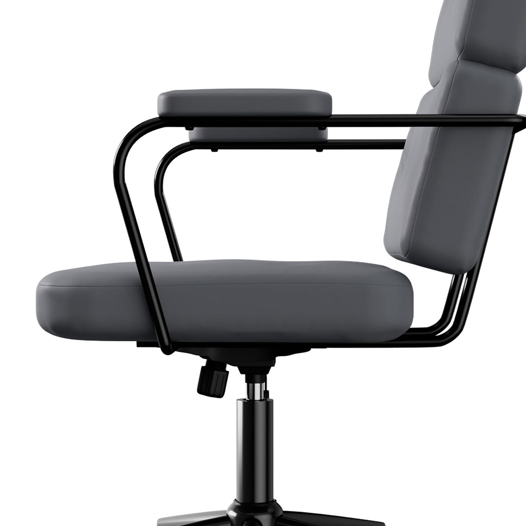 Contemporary Ergonomic Office Chair Computer PU Grey  Easy Assembly