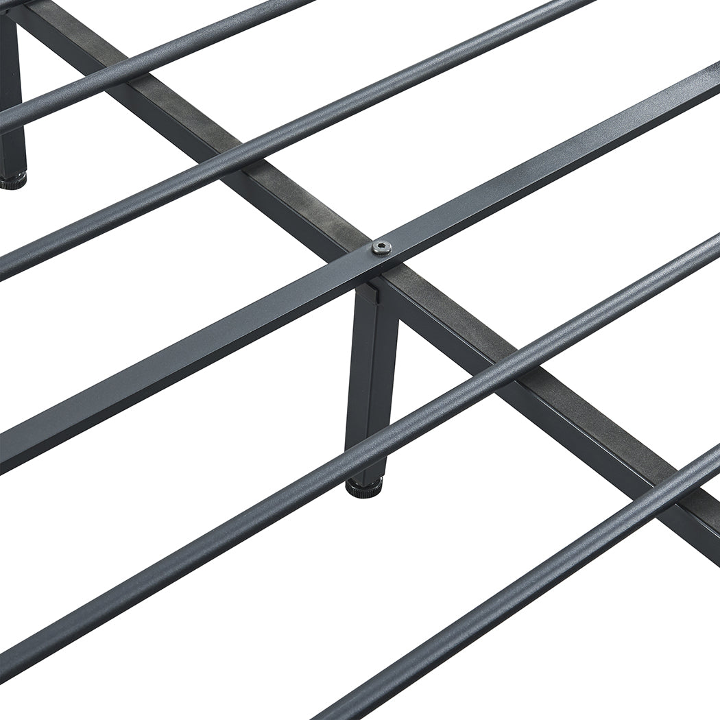 Rustic Metal Bed Frame with 4 Drawers - Stylish and Space-Saving