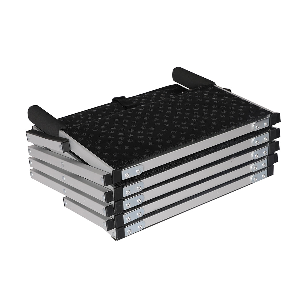 5-Step Dog Ramp Adjustable Height Black Portable Pet Stairs for Dogs