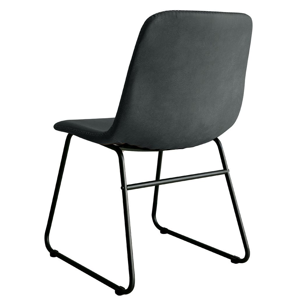 Dining Chairs Black Faux Leather 44x55x81cm