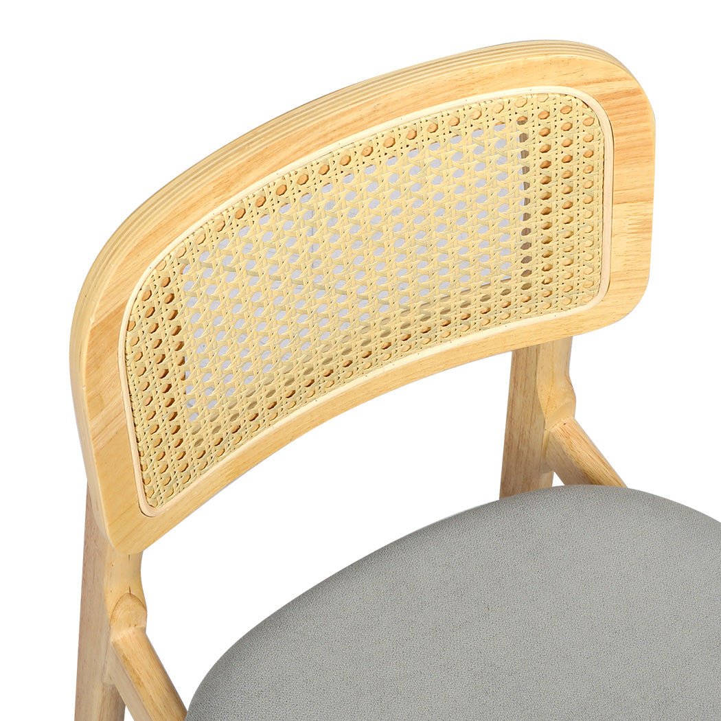 Wood finish - Premium 2x Dining Chair Wood Rattan Armless Natural  Foldable