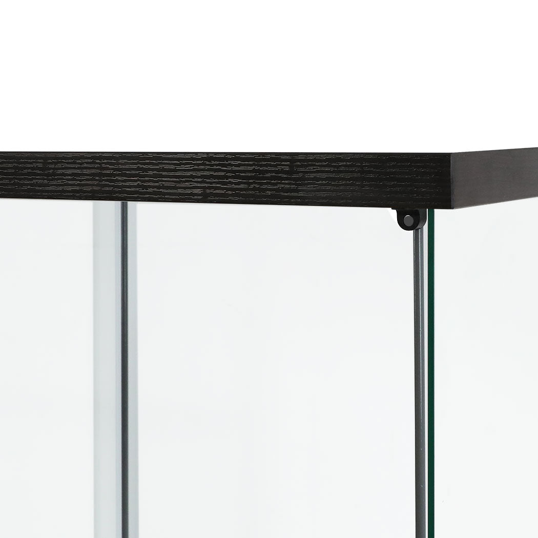 Glass finish - Contemporary Display Storage Cabinet Glass Black  High Back Support