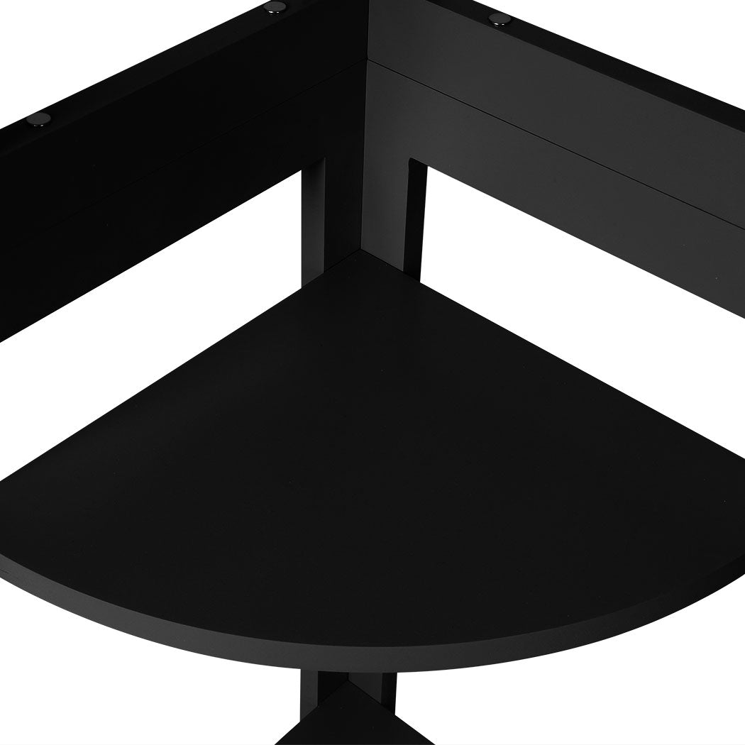 Contemporary 5 Tier Corner Shelf Wooden Storage Black  Durable Frame