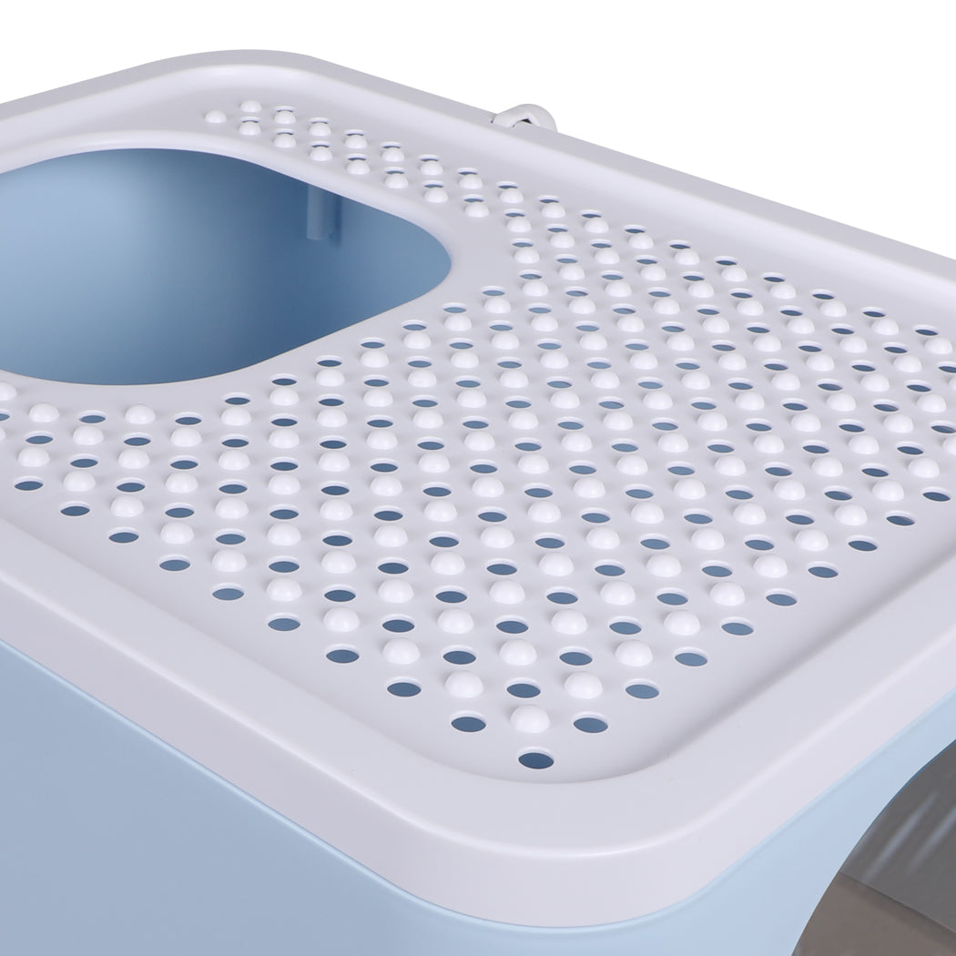 Blue colour - Cat Litter Box Fully Enclosed Kitty Blue