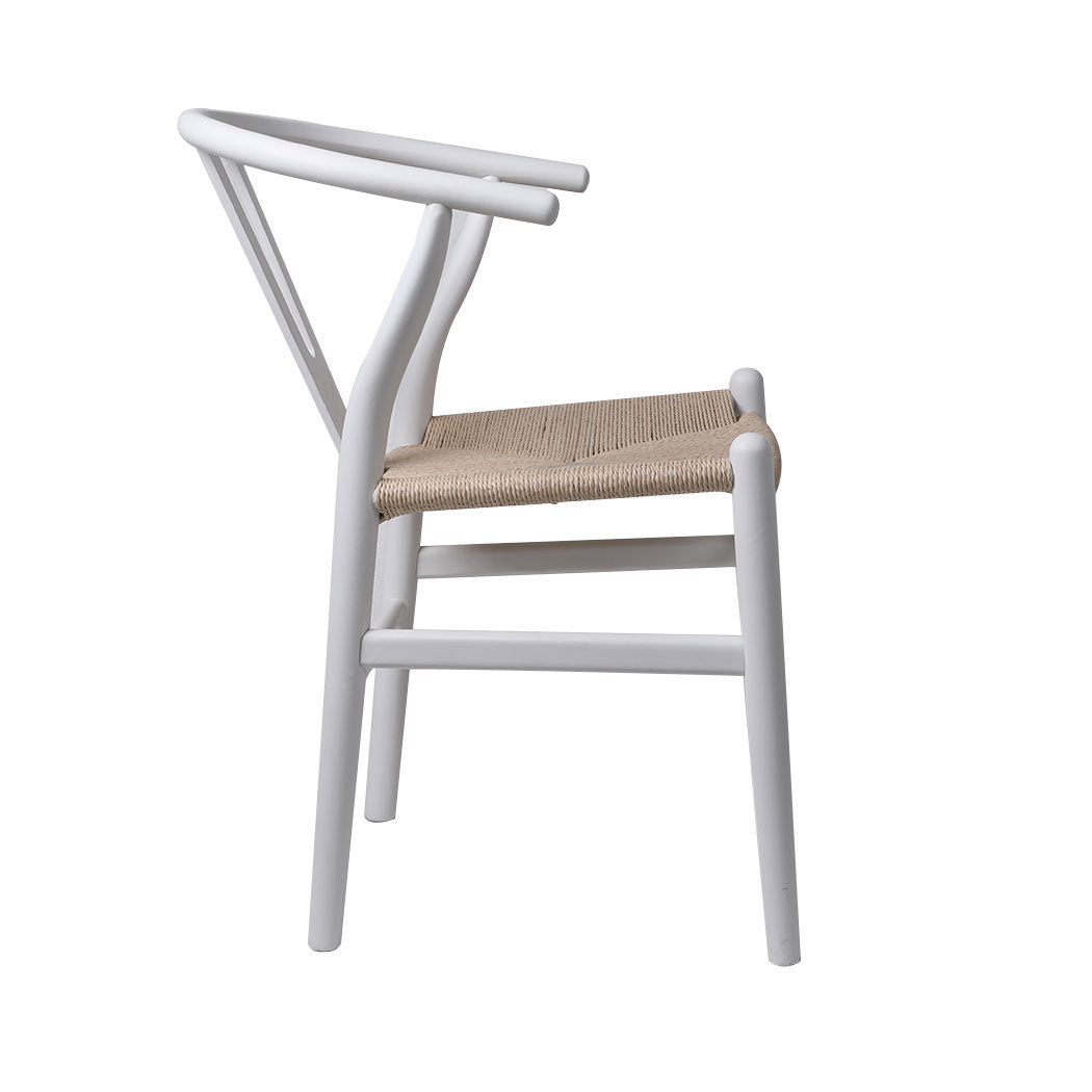 Wooden finish - 2x Dining Chairs Wooden Hans White