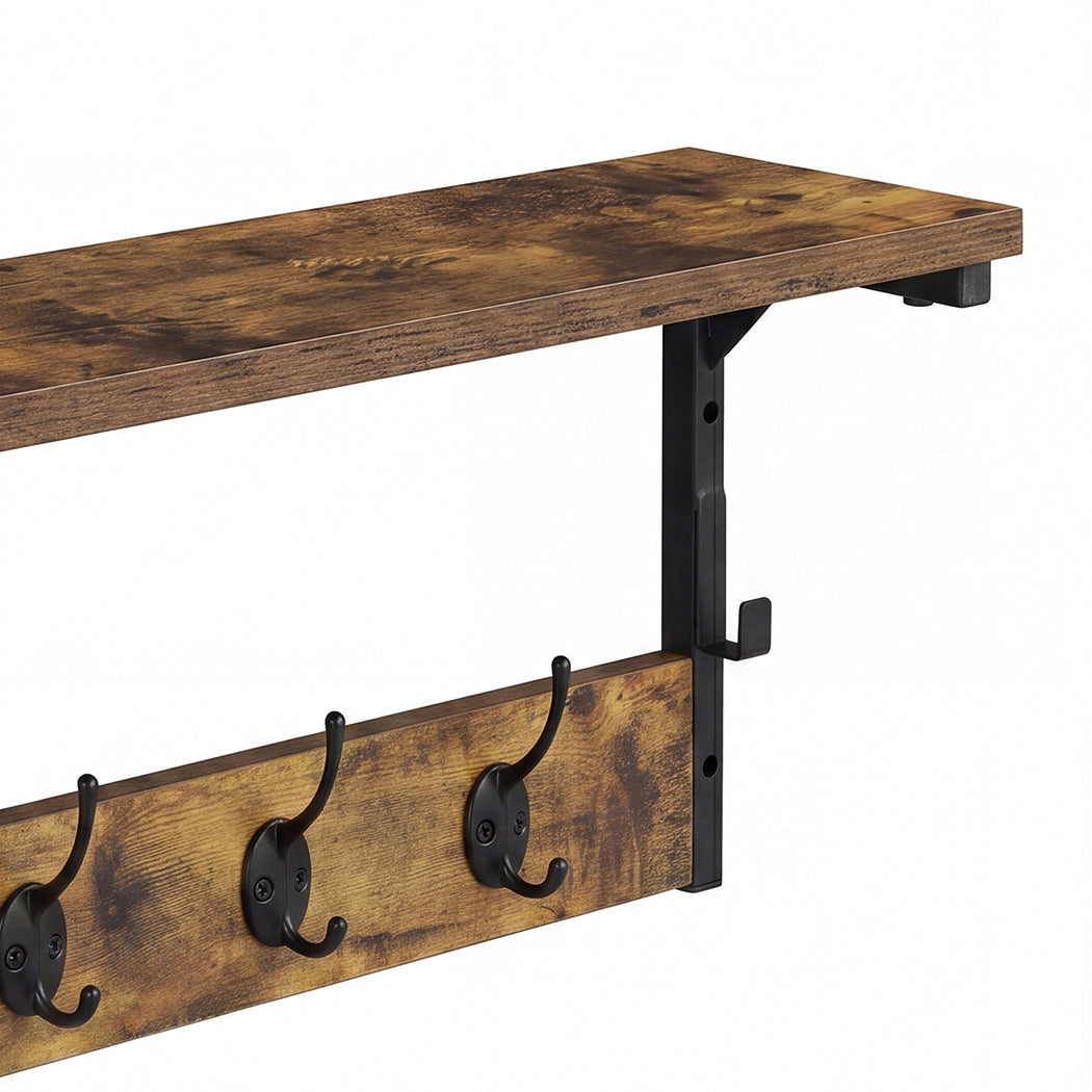 Wall Mounted Coat Rack Shelf 7 Hooks | Simpledeals