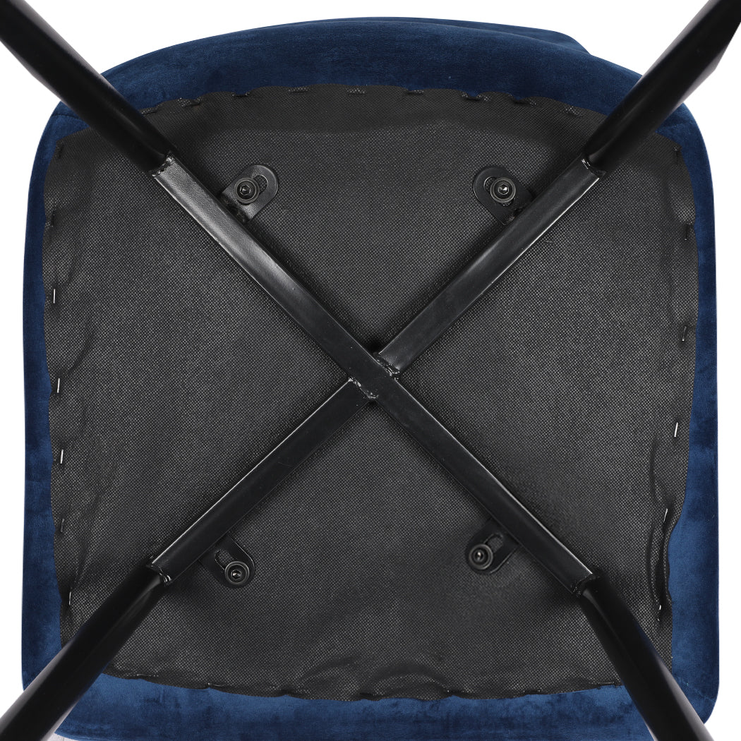 4x Dining Chairs Lounge Room Padded Seat PU Leather Grey/Blue