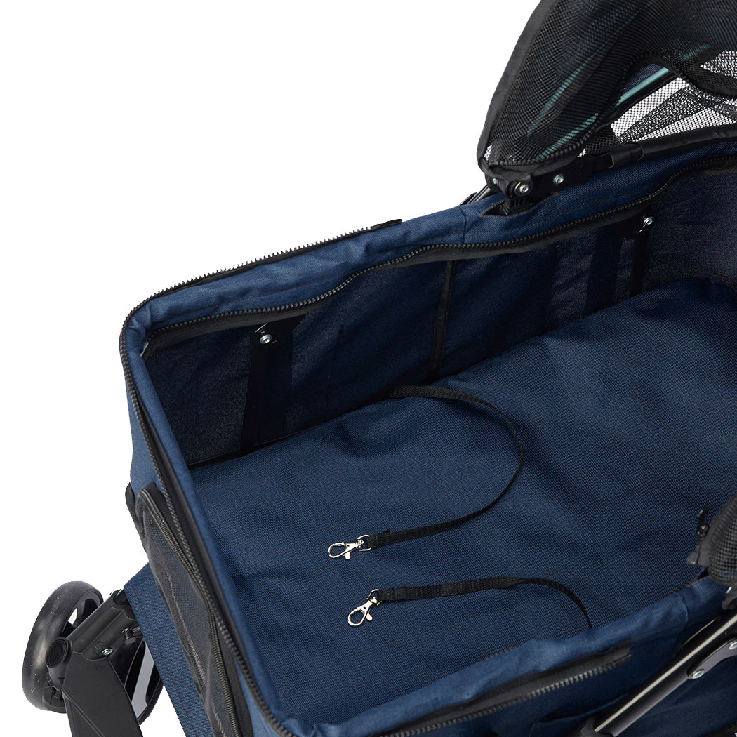 Large Pet Stroller Dog & Cat Carrier Blue Foldable Travel Pushchair