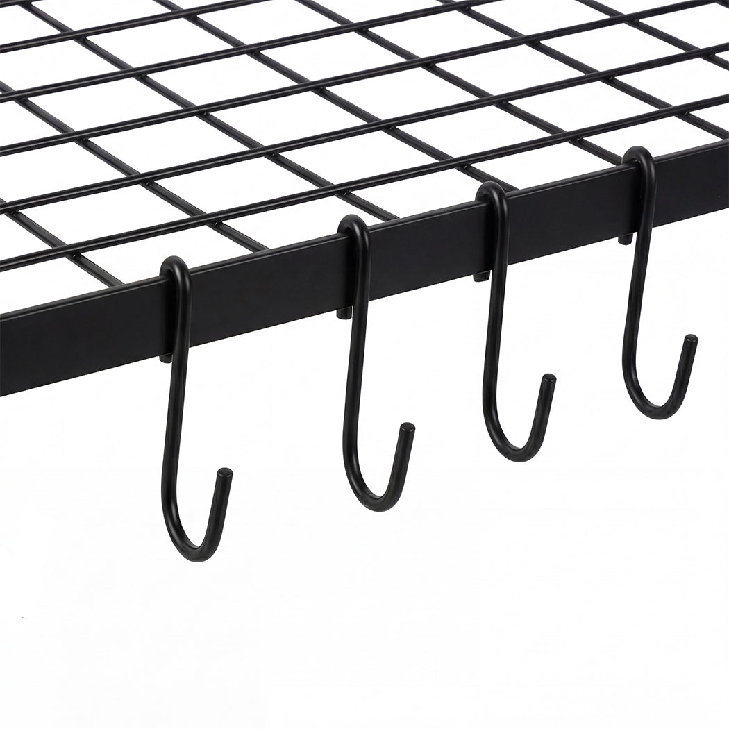Wall Mounted Pot Pan Rack 10 Hooks Matte Black | Simpledeals
