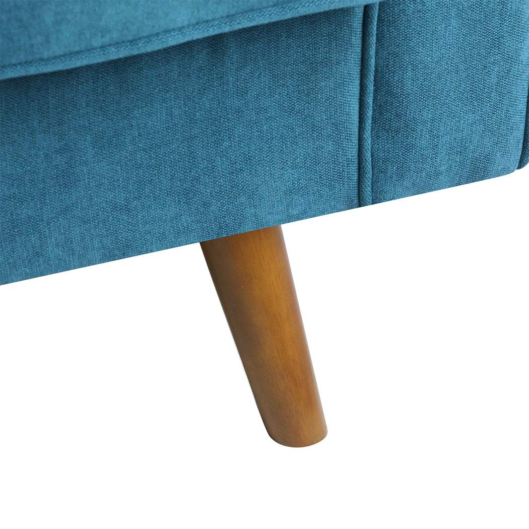 Stylish Fabric Sofa Armchair 3 Seater Couch Blue 191cm Wide