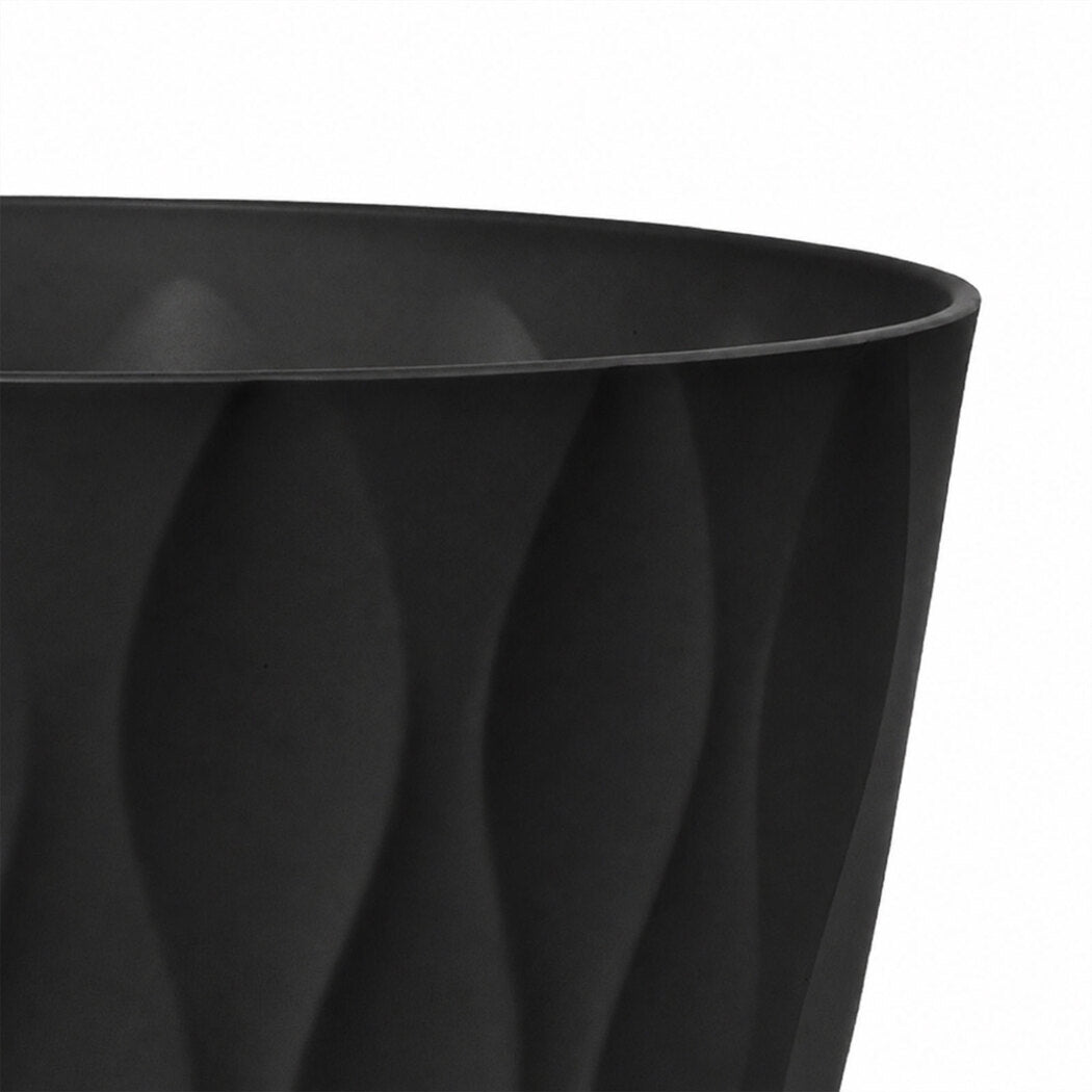 8 Inch Black Planter Pots Set 5 Drainage Saucers | Simpledea