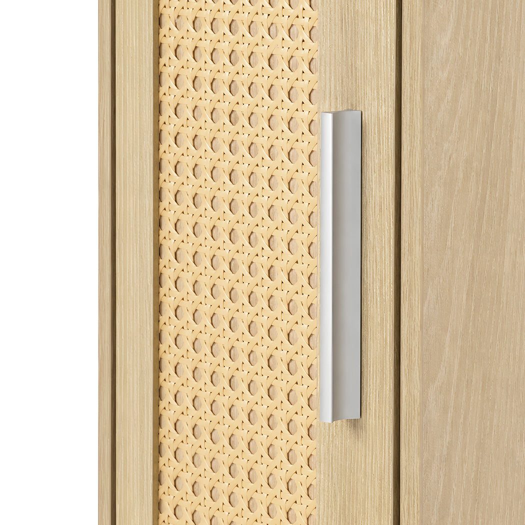 Narrow Bedside Table Set Rattan 24x30x61cm