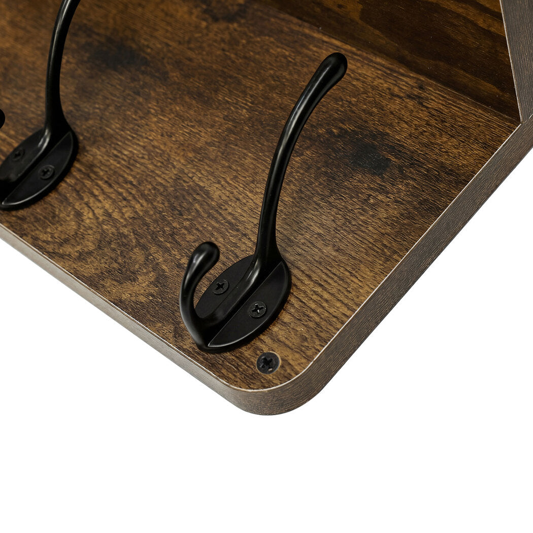 Wall Mounted Coat Rack Shelf Hooks Set 2pc | Simpledeals