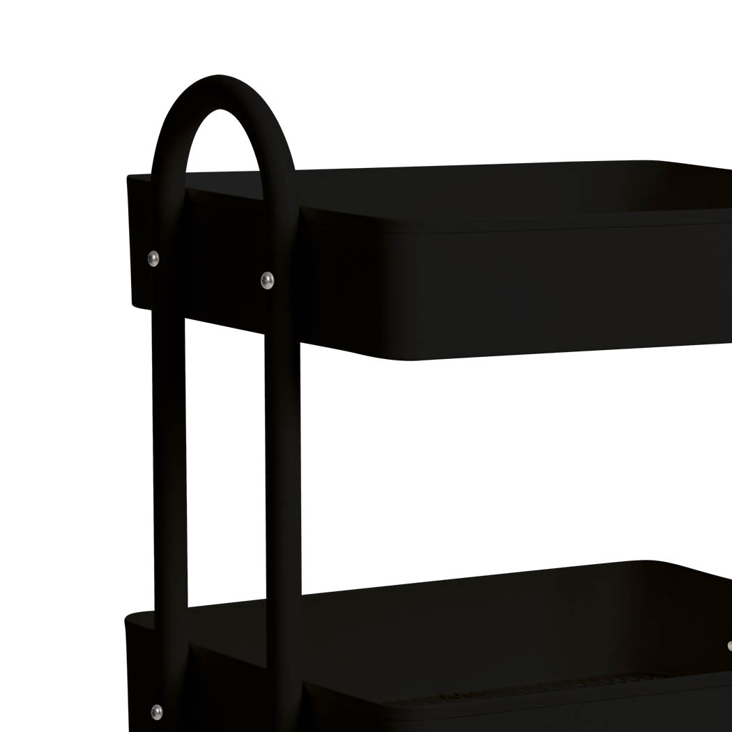 Black colour - 3 Tiers Kitchen Trolley Cart Black