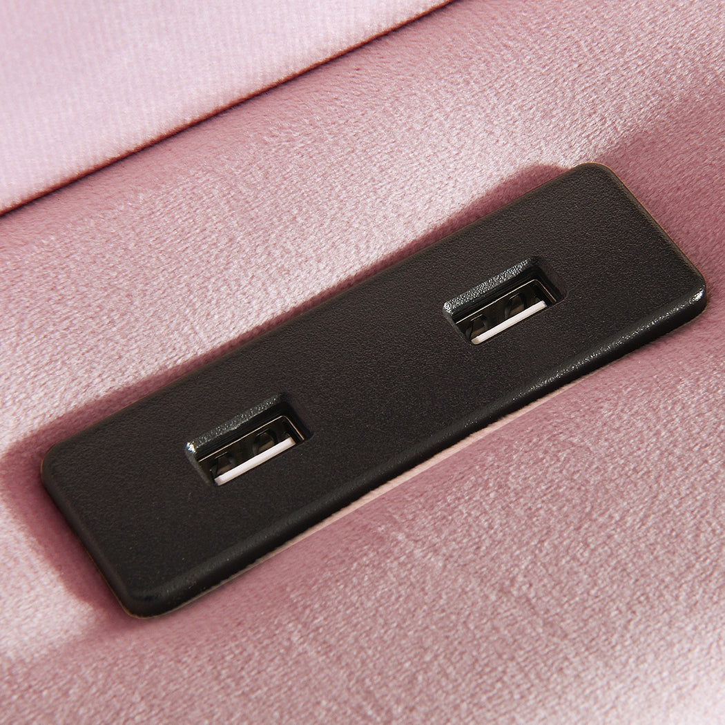 Floating Bed Frame LED Headboard Pink 204x92x112.5cm