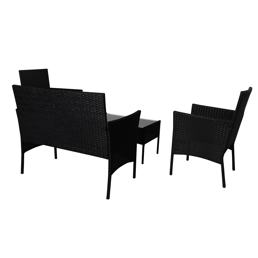 4 PCS Outdoor Furniture Setting Patio Garden Table Chairs Set Wicker Seat | 4 Pcs