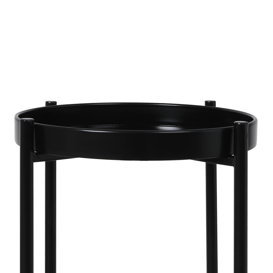 Black 2 Tier Plant Stand Large Garden Indoor Flower Holder