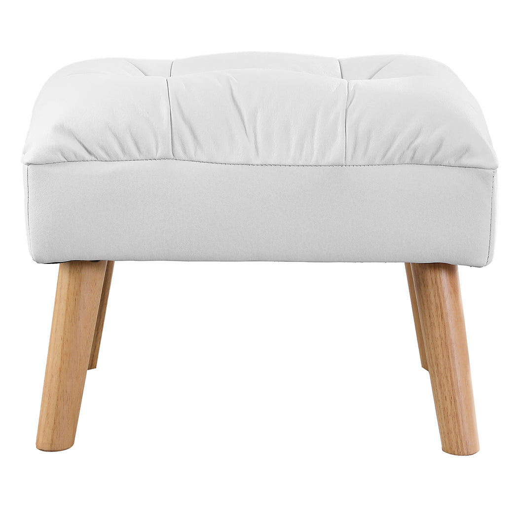Cream Leather Ottoman Footstool 46x36x40cm
