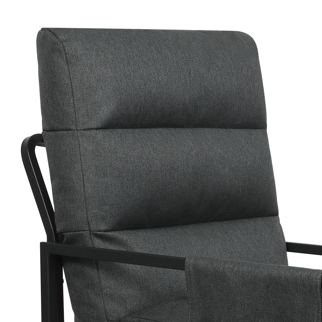 Metal finish - Functional Metal Framed Lounge Chair Linen in Dark Grey  Scandi