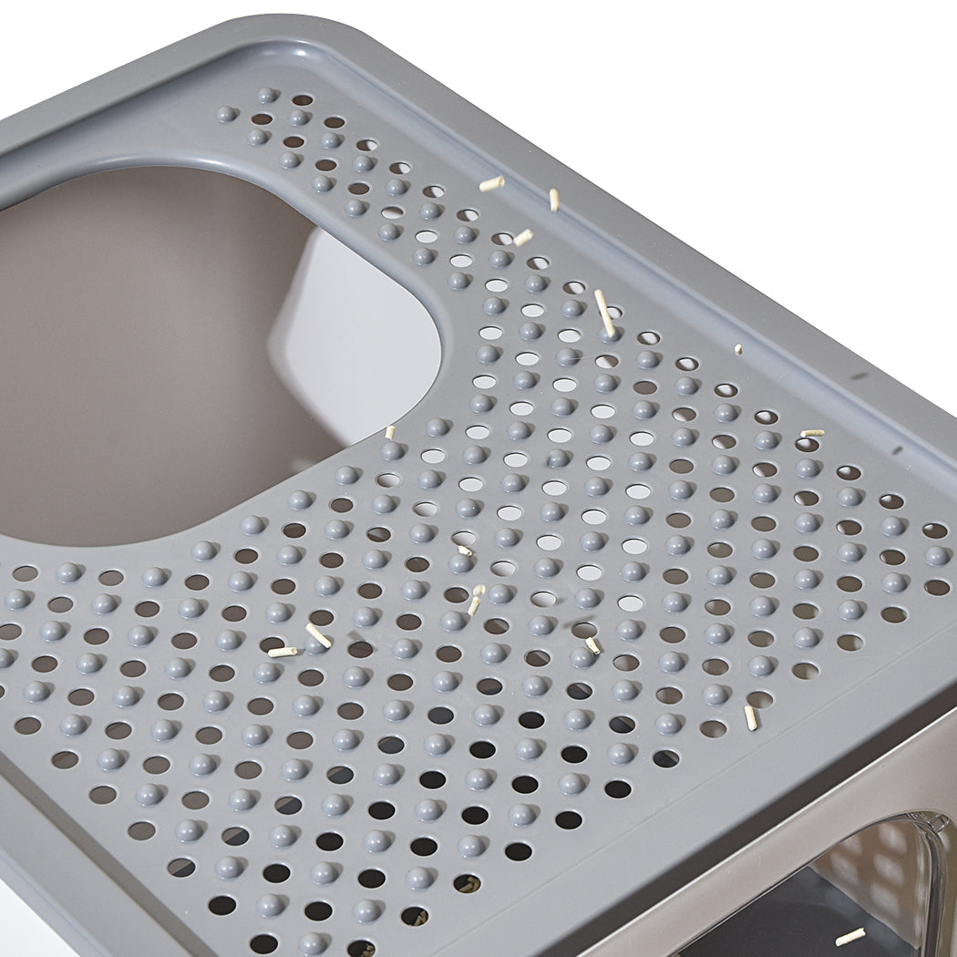 Cat Litter Box Fully Enclosed Kitty Grey