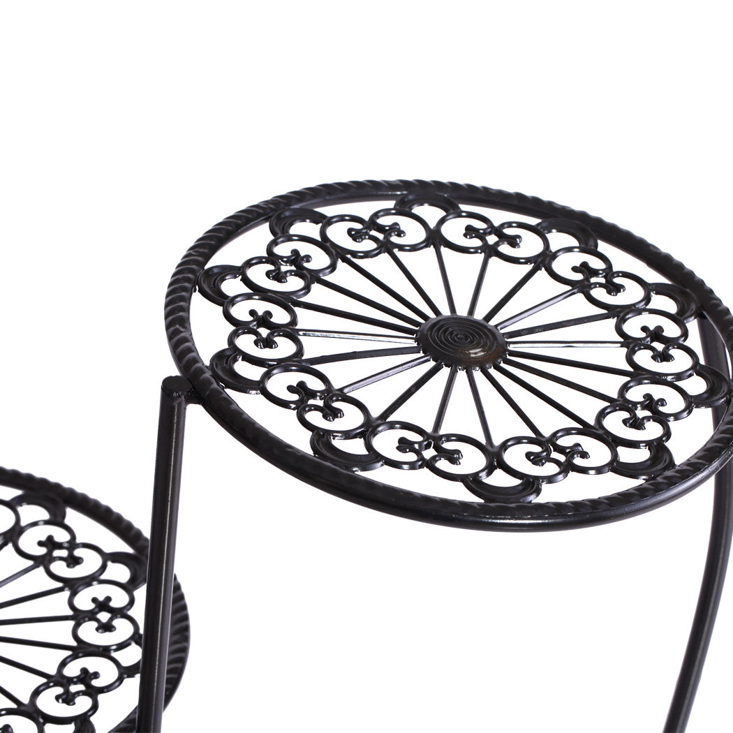 2X Wrought Iron Outdoor Indoor Flower Black 2 Pack