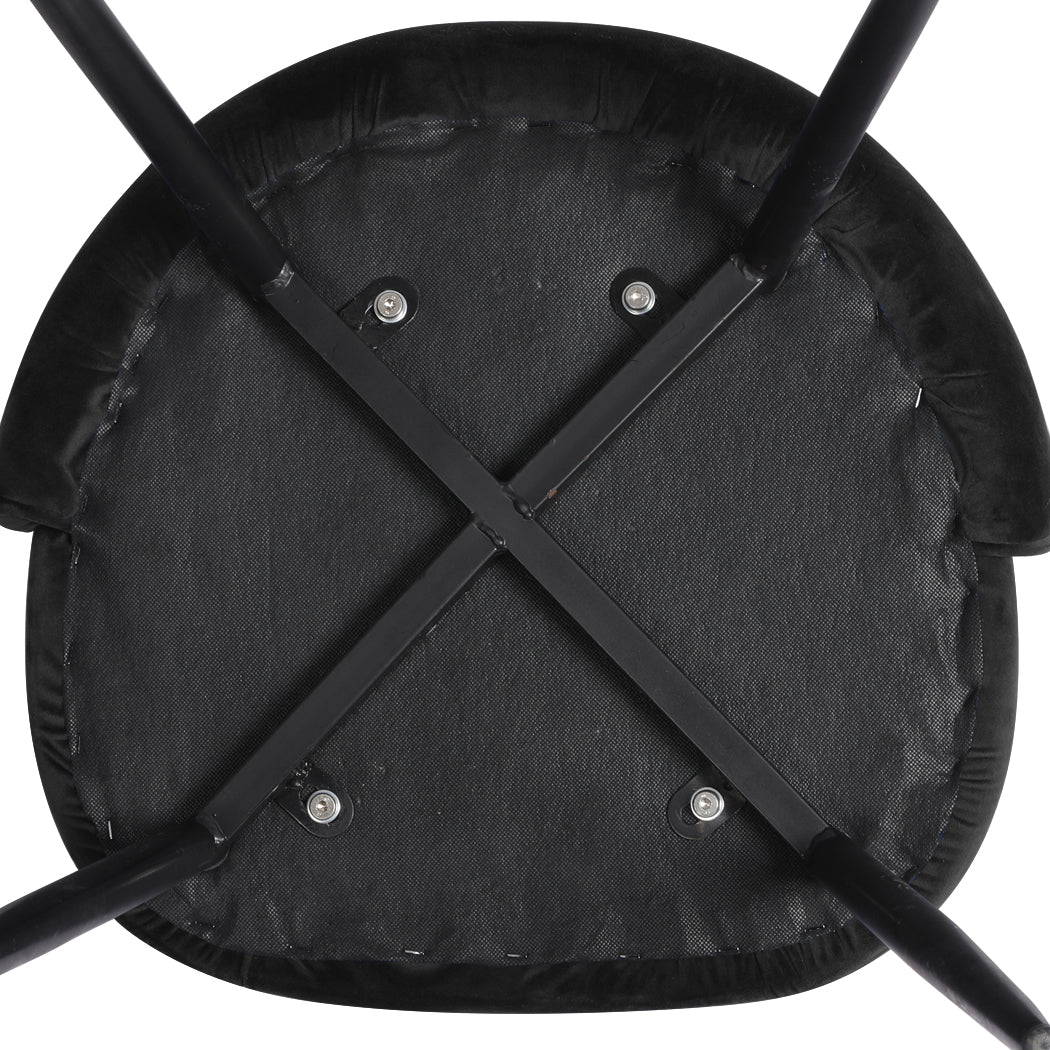 Velvet finish - 2x Dining Chairs Kitchen Cafe Lounge Chair-Velvet Black