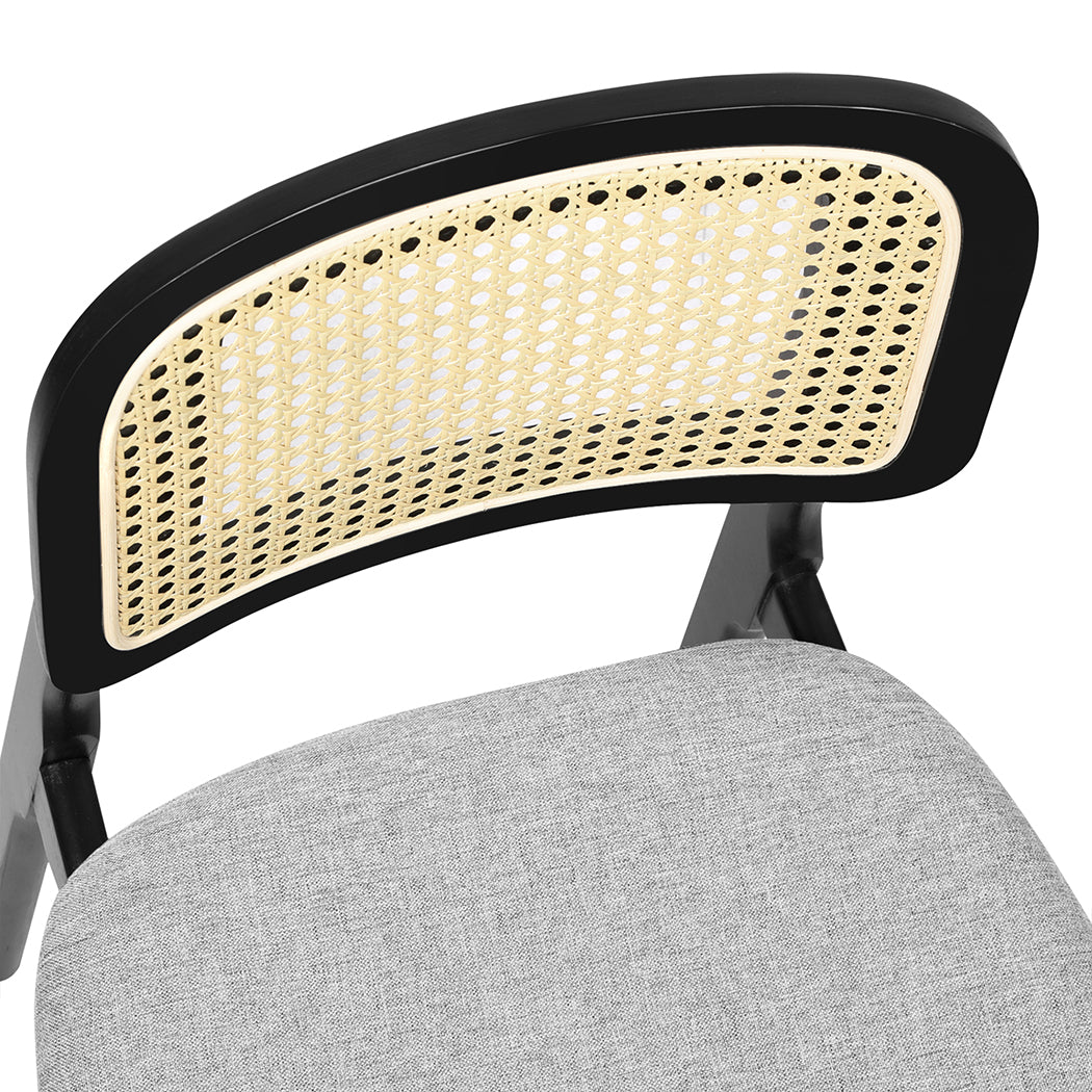 Functional Dining Chair Wood Rattan Armless Black x6  Easy Assembly